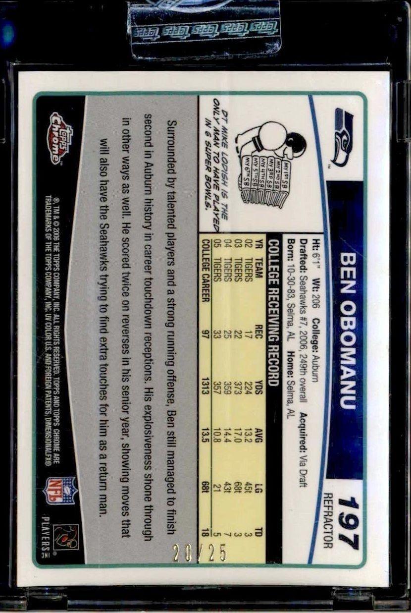 2006 Topps Chrome Ben Obomanu #197 football trading card back