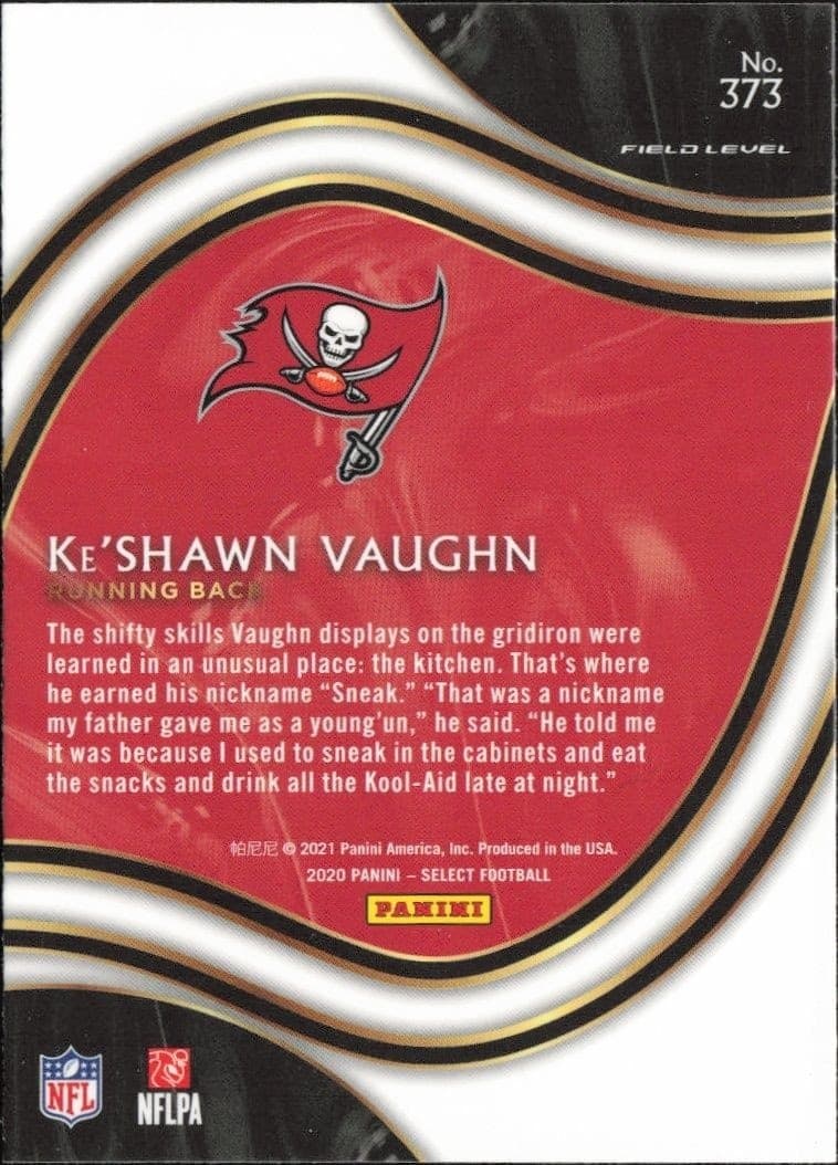2020 Panini Select Ke'Shawn Vaughn #373 football trading card back