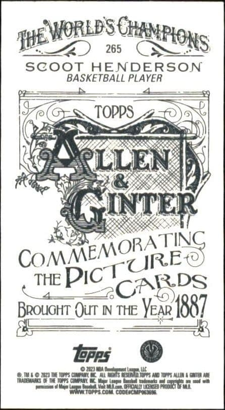 2023 Topps Allen & Ginter Scoot Henderson #265 baseball trading card back