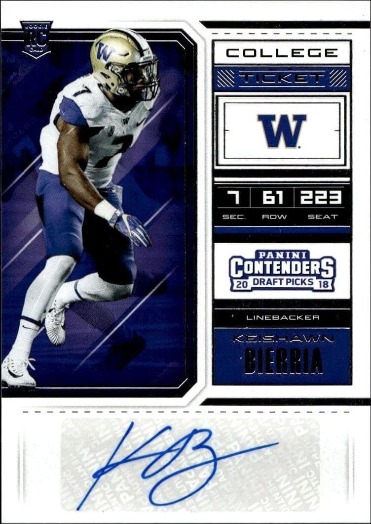 2018 Panini Contenders Draft Picks Keishawn Bierria #229 trading card