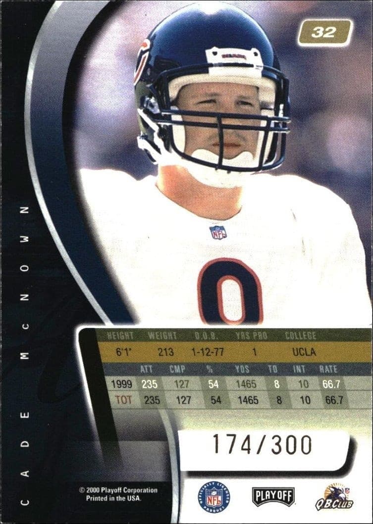 2000 Playoff Absolute Cade McNown #32 football trading card back