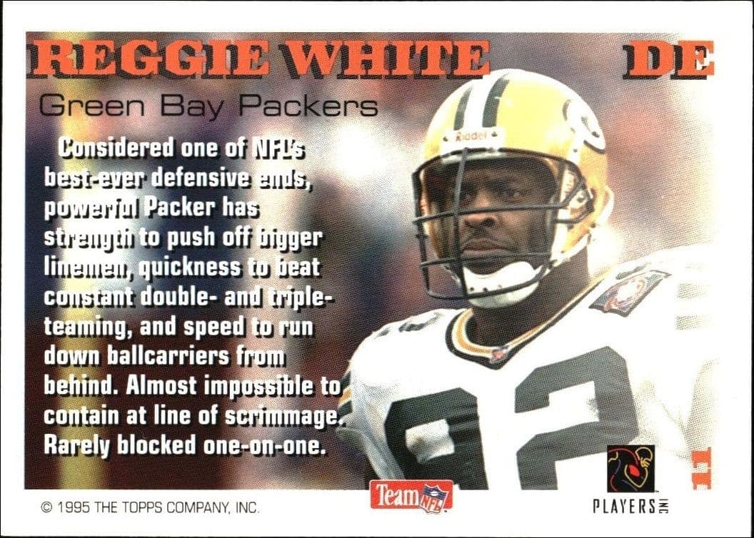 1995 Topps Reggie White #11 football trading card back