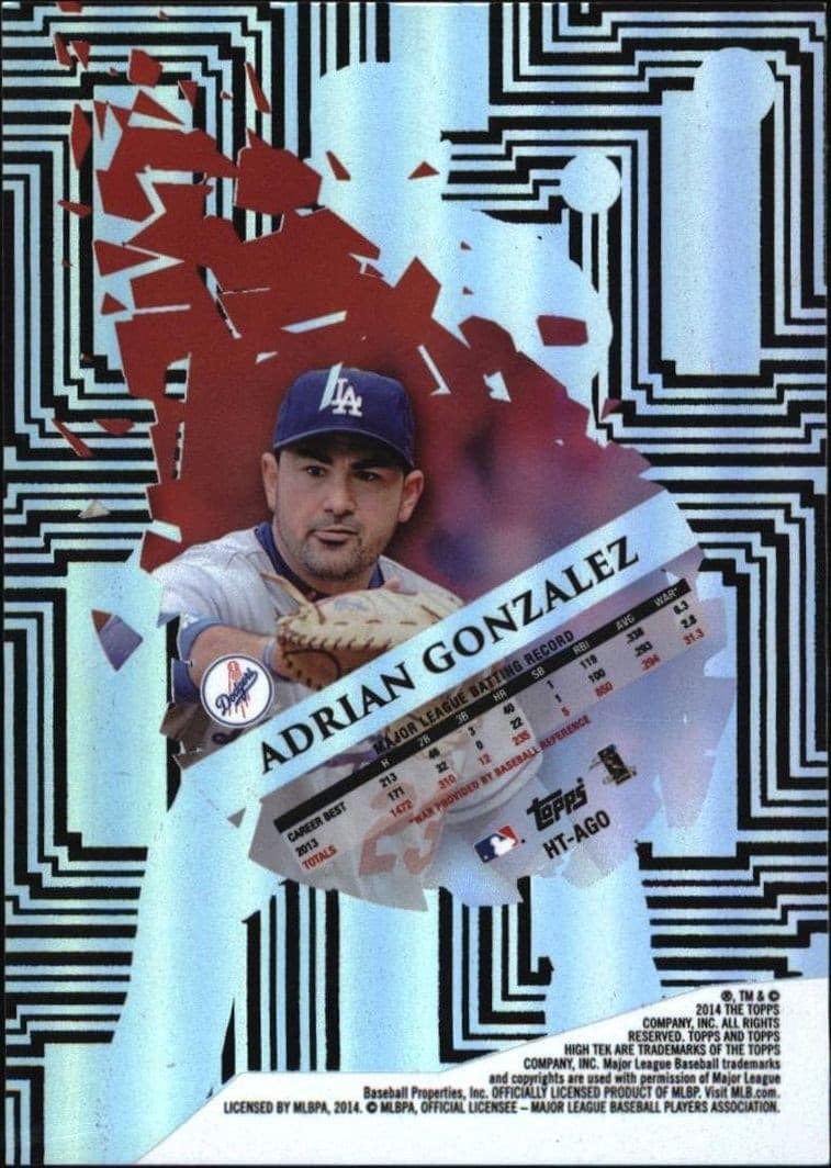 2014 Topps High Tek Adrian Gonzalez #HT-AGO baseball trading card back