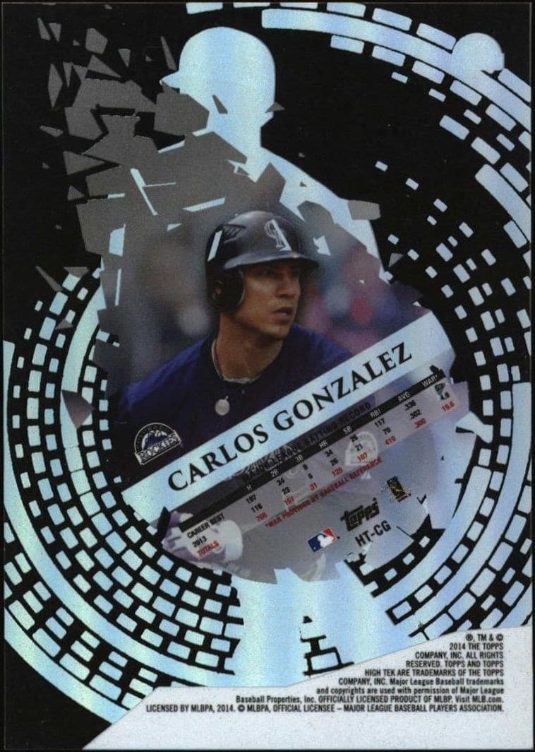 2014 Topps High Tek Carlos Gonzalez #HT-CG baseball trading card back