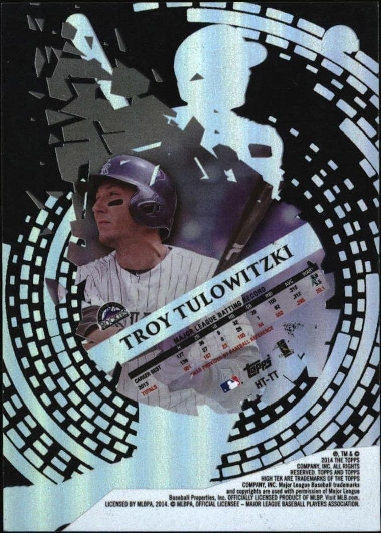 2014 Topps High Tek Troy Tulowitzki #HT-TT baseball trading card back