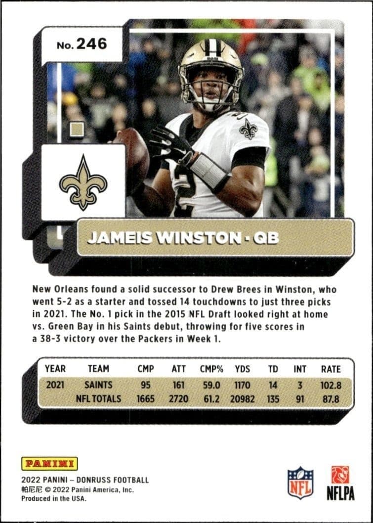 2022 Panini Donruss James Winston #246 football trading card back