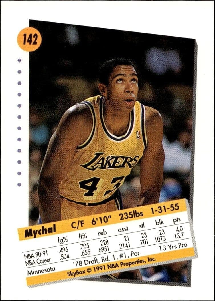 1991-92 Skybox Mychal Thompson #142 basketball trading card back