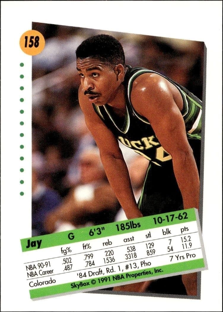 1991-92 Skybox Jay Humphries #158 basketball trading card back