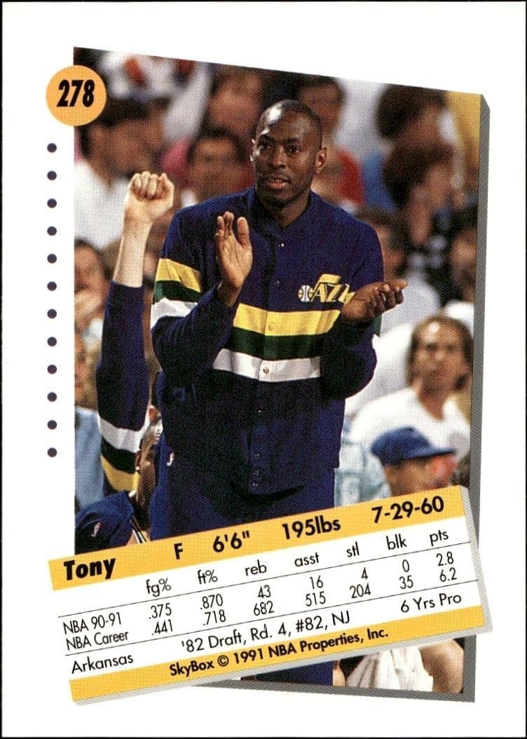1991-92 Skybox Tony Brown #278 basketball trading card back