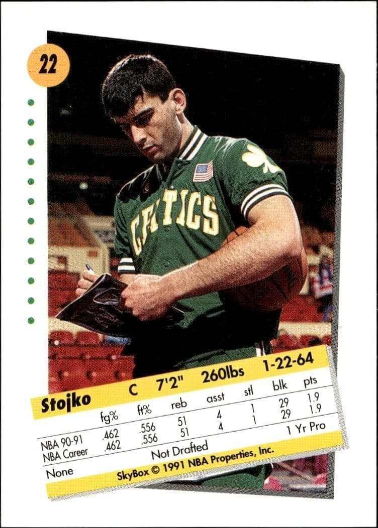 1991-92 Skybox Stojko Vrankovic #22 basketball trading card back