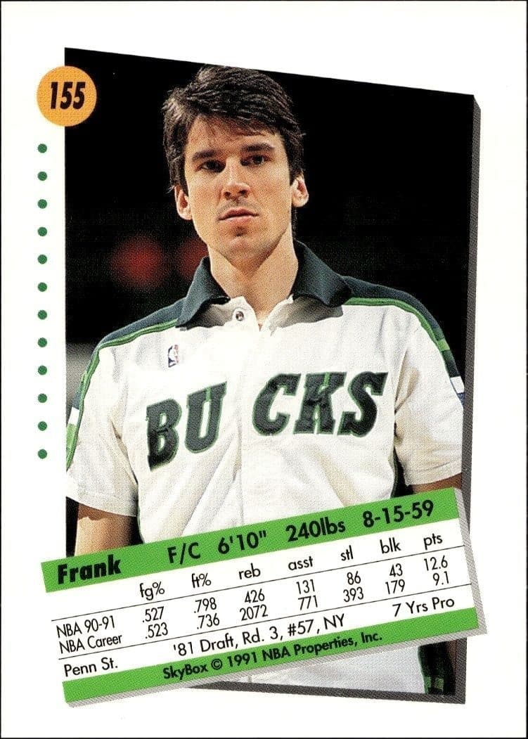 1991-92 Skybox Frank Brickowski #155 basketball trading card back