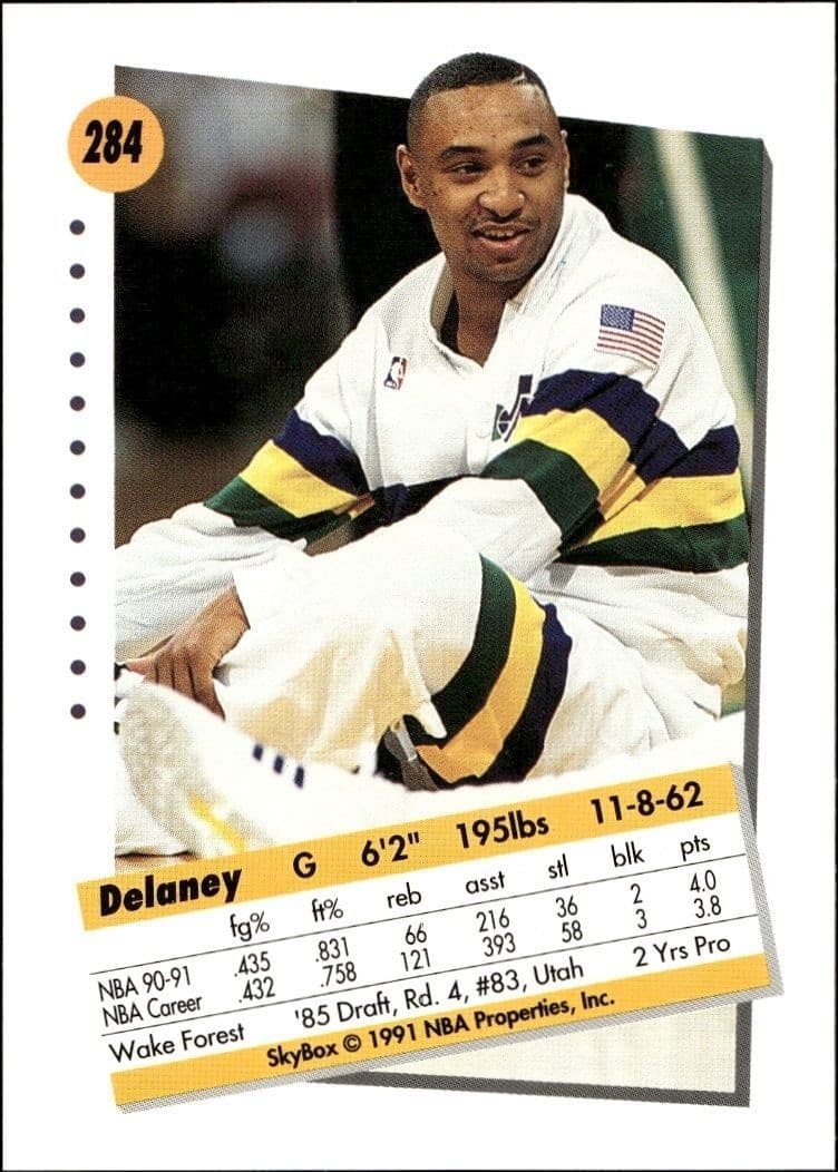 1991-92 Skybox Delaney Rudd #284 basketball trading card back