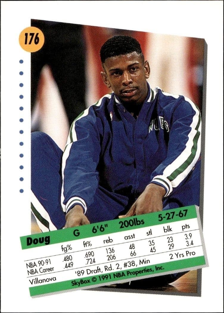 1991-92 Skybox Doug West #176 basketball trading card back