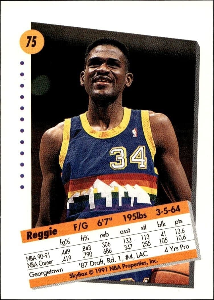 1991-92 Skybox Reggie Williams #75 basketball trading card back