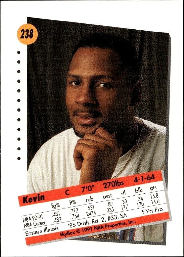 1991-92 Skybox Kevin Duckworth #238 basketball trading card back