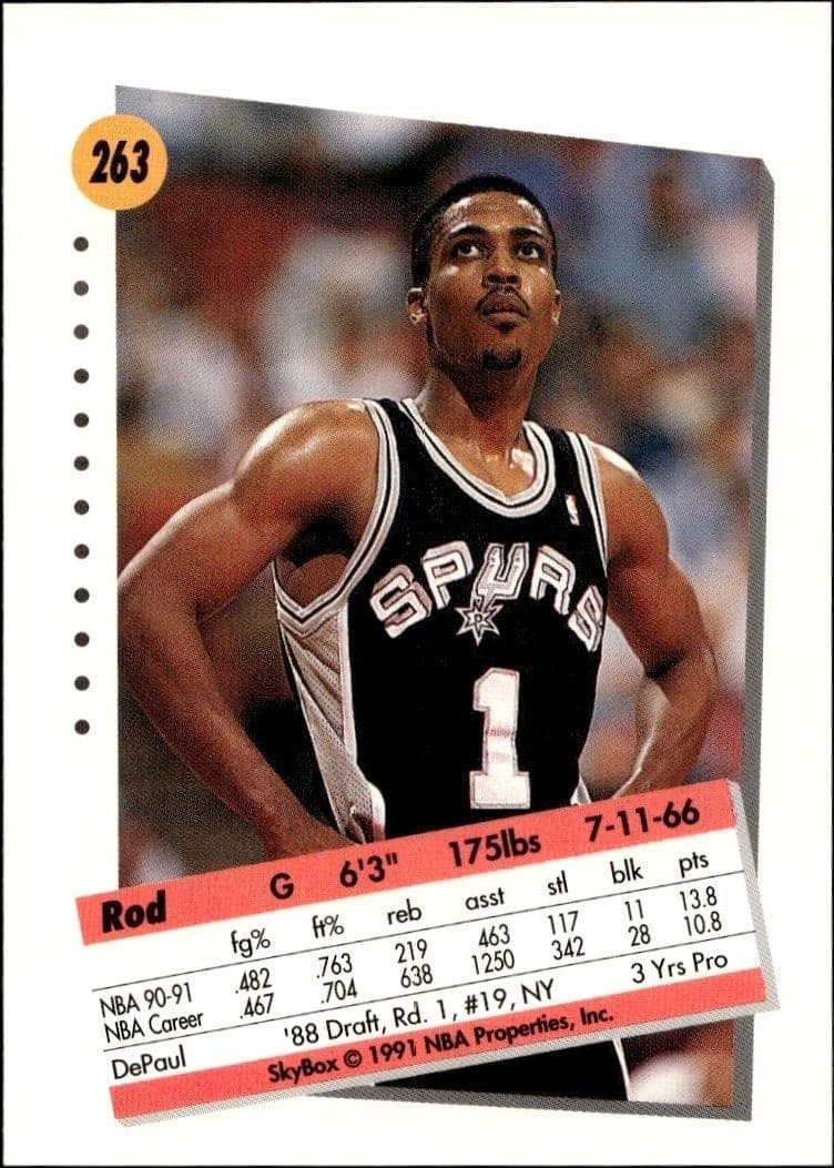 1991-92 Skybox Rod Strickland #263 basketball trading card back