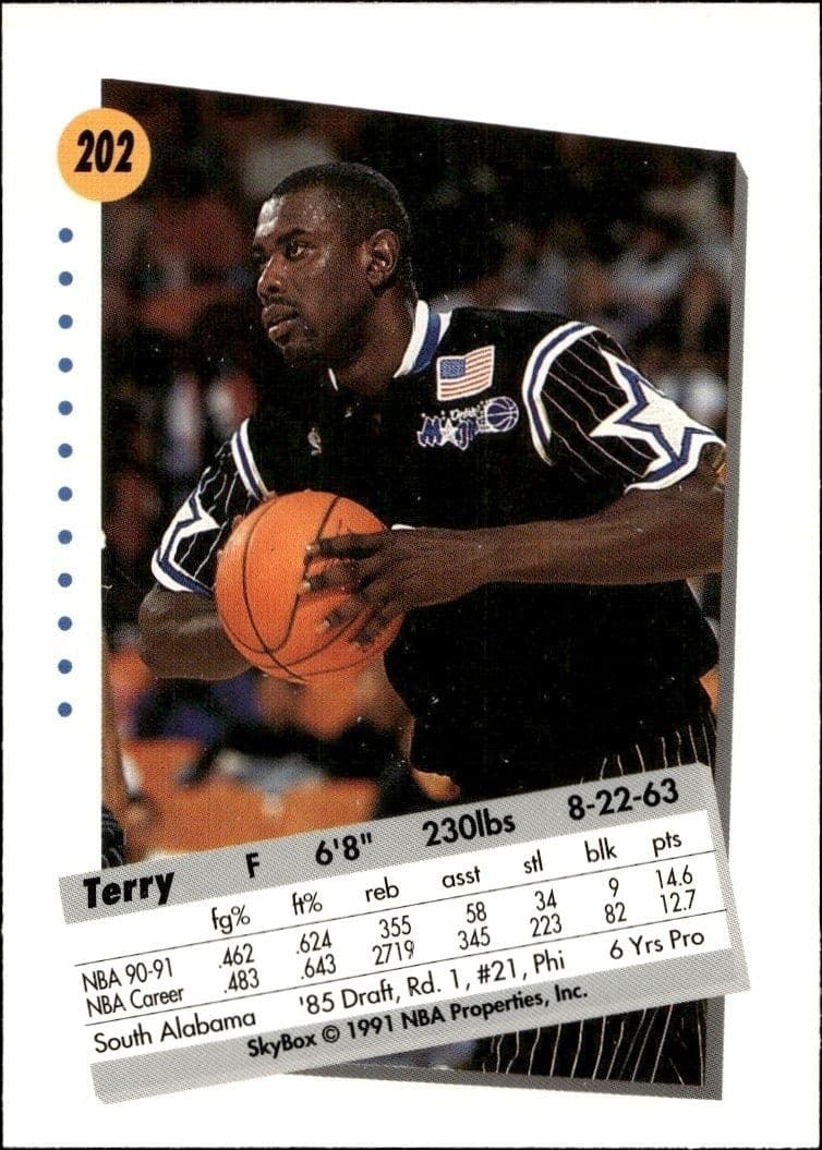 1991-92 Skybox Terry Catledge #202 basketball trading card back