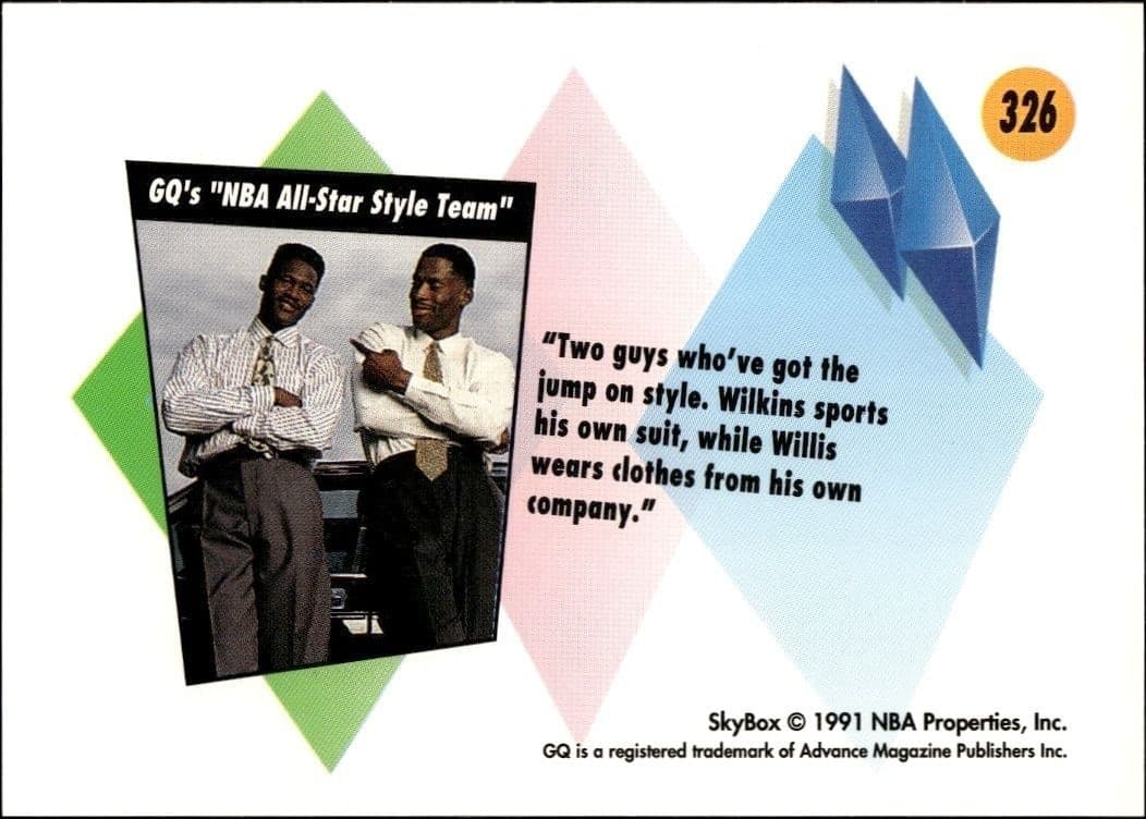 1991-92 Skybox Kevin Willis #326 basketball trading card back