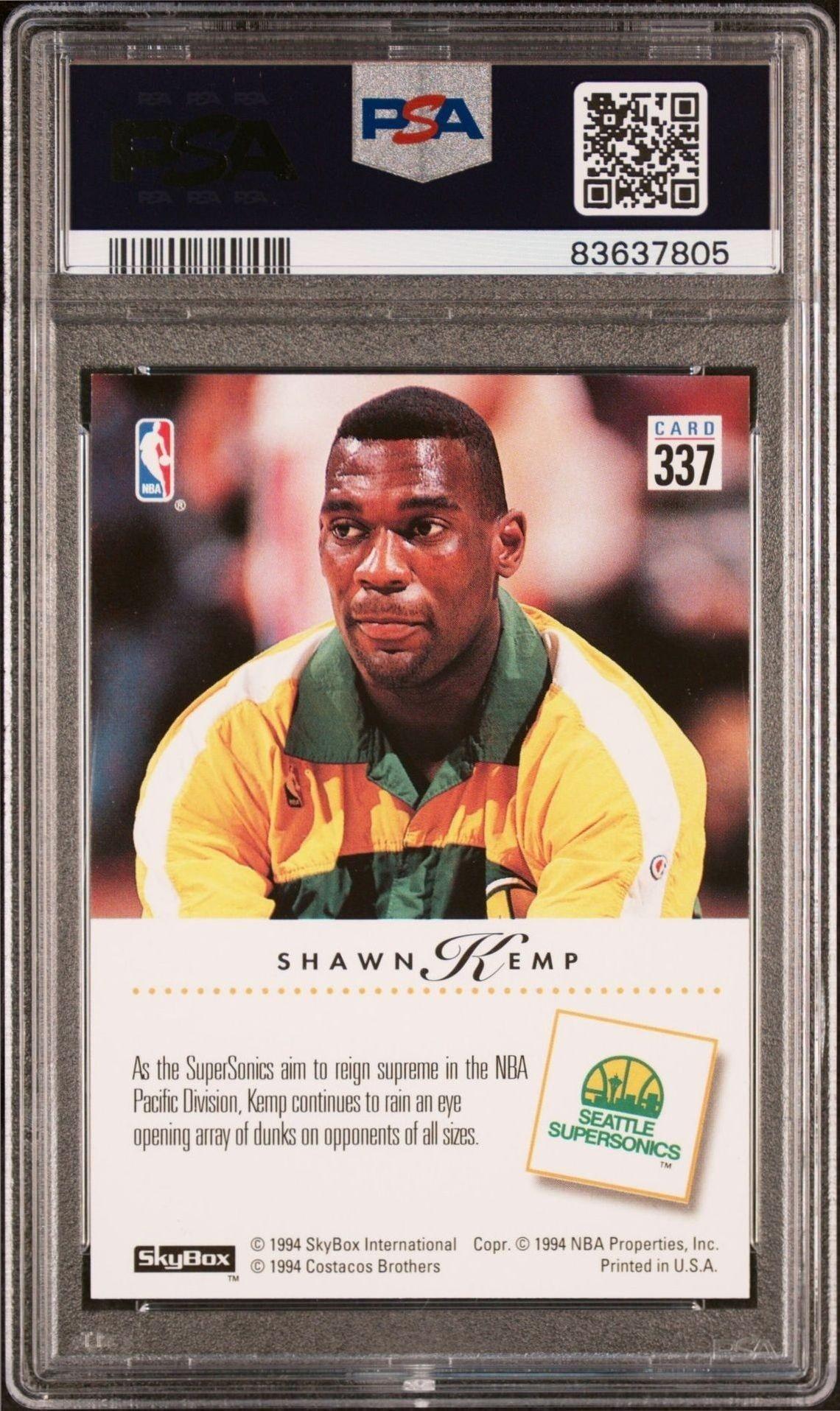 1993-94 Skybox Premium Shawn Kemp #337 basketball trading card back