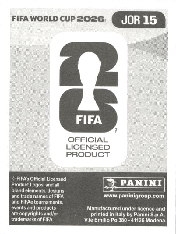 2026 Panini FIFA World Cup Mousa Al-Tamari #JOR 15 soccer trading card back