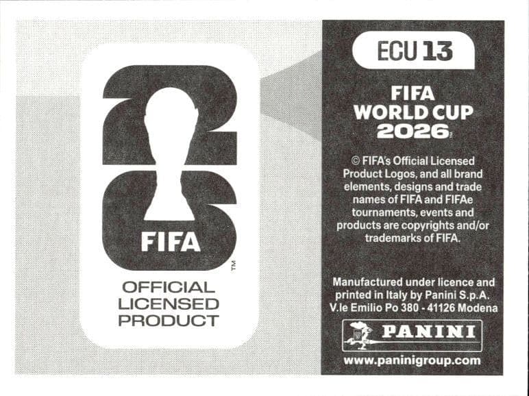 2026 Panini FIFA World Cup Ecuador #ECU 13 soccer trading card back