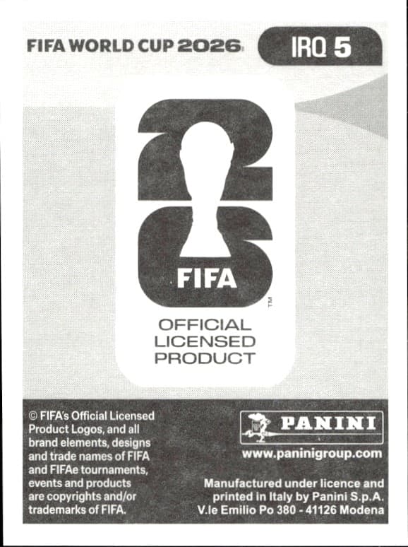2026 Panini FIFA World Cup Akam Hashem #IRQ 5 soccer trading card back