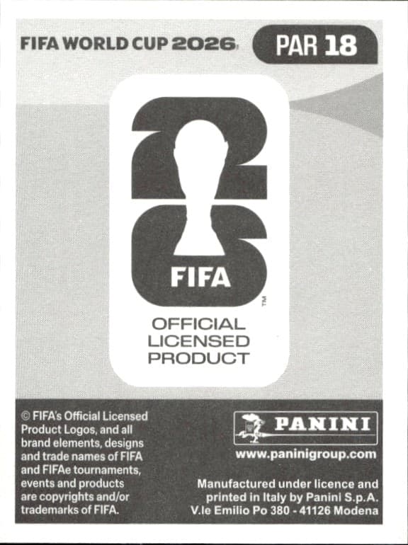 2026 Panini Fifa World Cup Ramón Sosa #PAR 18 soccer trading card back