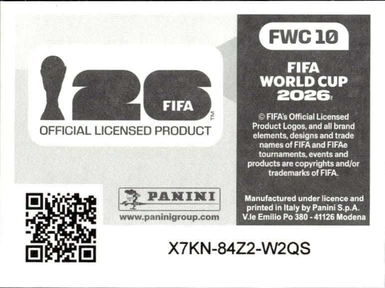 2023 Panini Fifa World Cup Uruguay #FWC 10 soccer trading card back