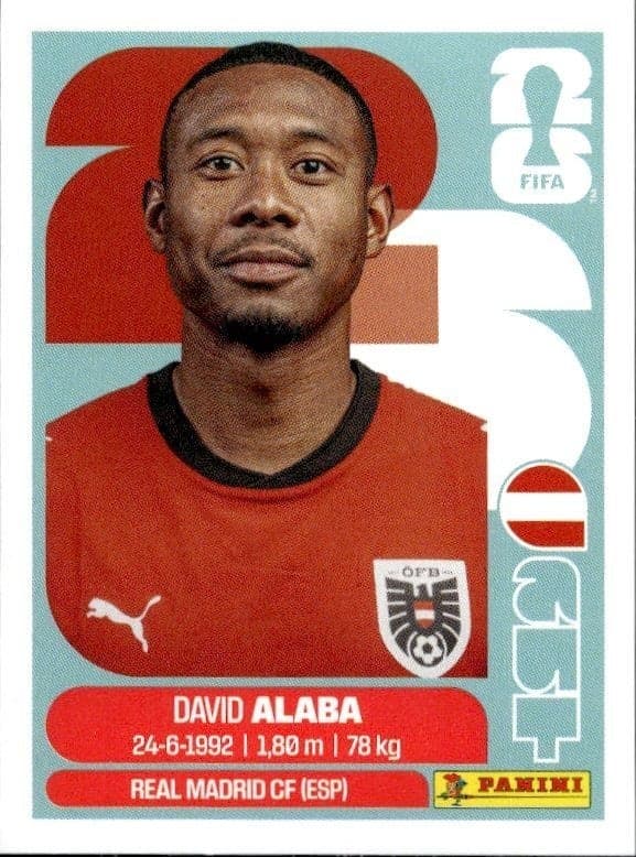 2026 Panini Fifa World Cup David Alaba #AUT 4 soccer trading card front