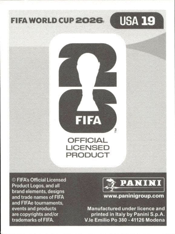 2026 Panini Fifa World Cup Haji Wright #19 soccer trading card back