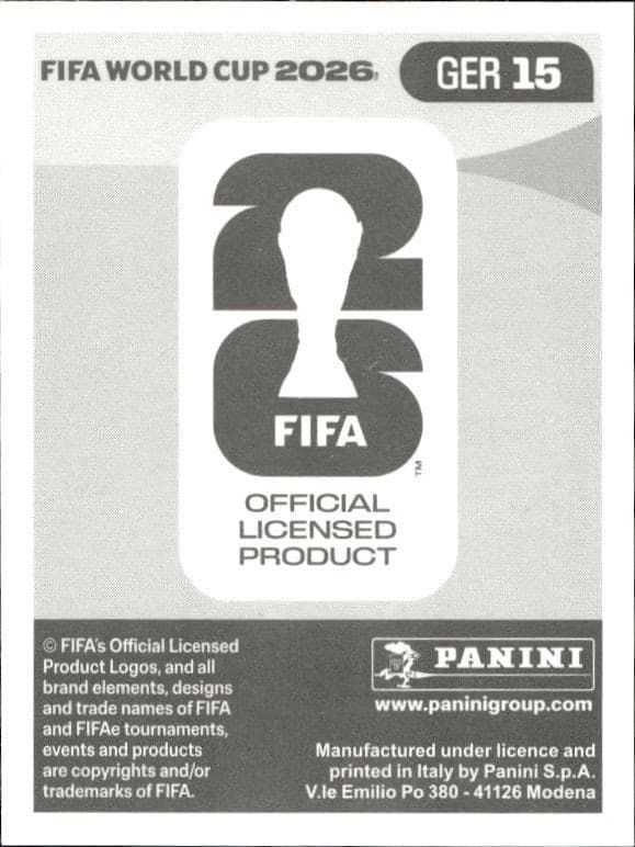 2026 Panini Fifa World Cup Jamal Musiala #GER 15 soccer trading card back