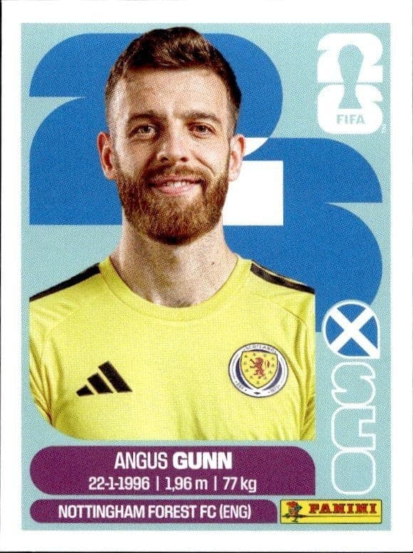 2026 Panini Fifa World Cup Angus Gunn #SCO 2 soccer trading card front