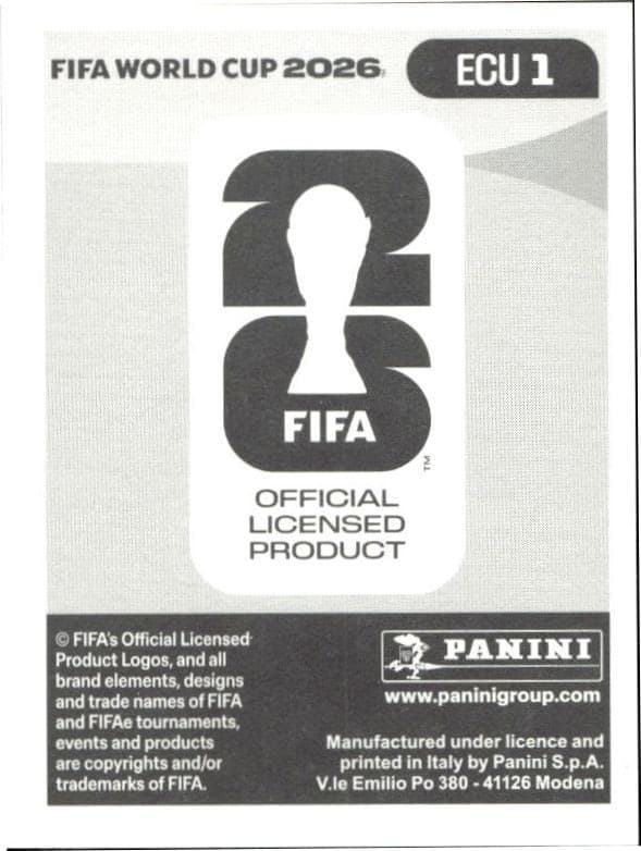 2026 Panini FIFA World Cup Ecuador #ECU 1 soccer trading card back