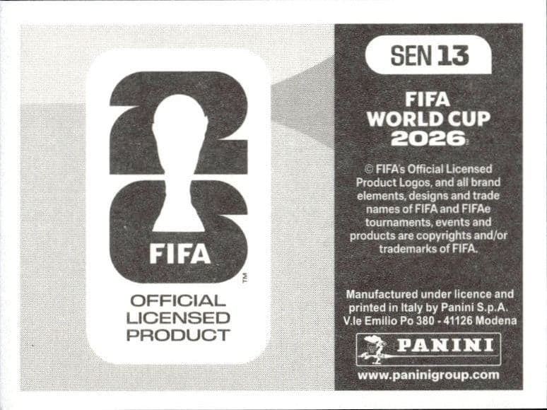 2026 Panini FIFA World Cup Senegal #SEN 13 soccer trading card back