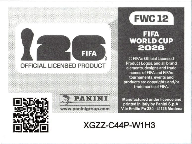 2026 Panini FIFA World Cup Brazil #FWC 12 soccer trading card back
