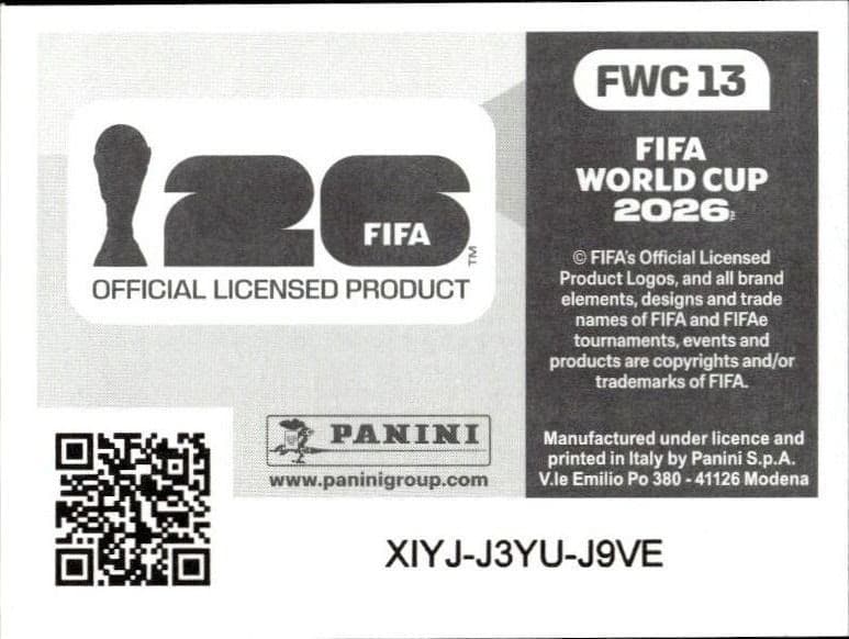 2026 Panini FIFA World Cup Germany #FWC 13 soccer trading card back
