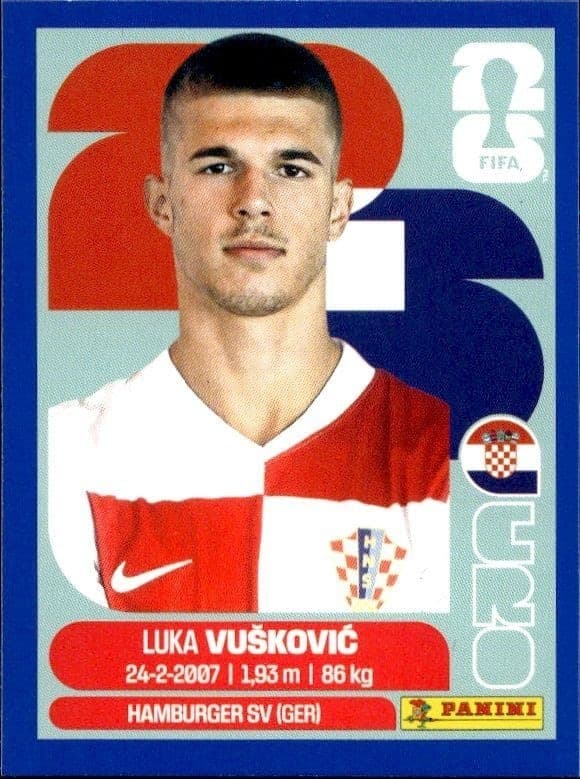 2026 Panini FIFA World Cup Luka Vušković #CRO 6 soccer trading card front