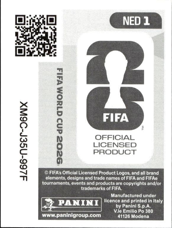 2026 Panini FIFA World Cup Netherlands #NED 1 soccer trading card back