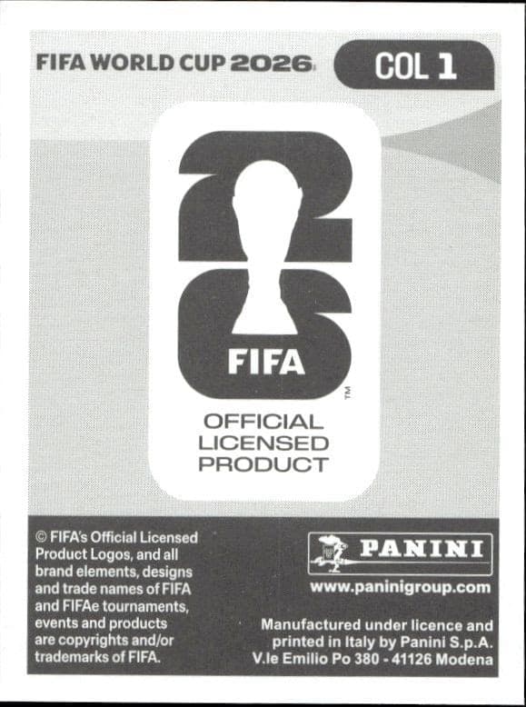 2026 Panini FIFA World Cup Colombia #COL 1 soccer trading card back