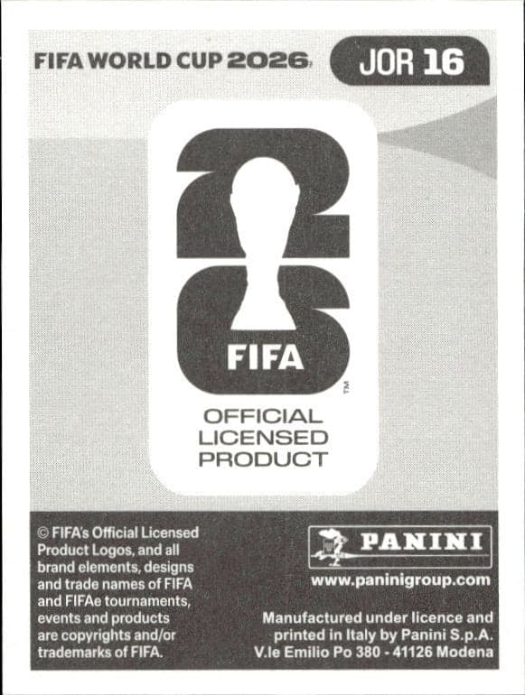 2026 Panini FIFA World Cup Yazan Al-Naimat #JOR 16 soccer trading card back