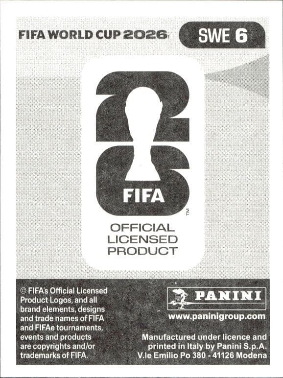 2026 Panini FIFA World Cup Victor Nilsson Lindelöf #SWE 6 soccer trading card back