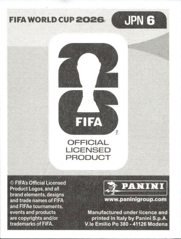 2026 Panini FIFA World Cup Shogo Taniguchi #JPN 6 soccer trading card back
