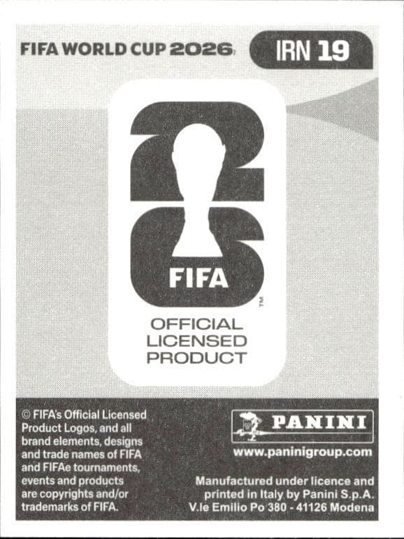 2026 Panini FIFA World Cup Alireza Jahanbakhsh #IRN 19 soccer trading card back