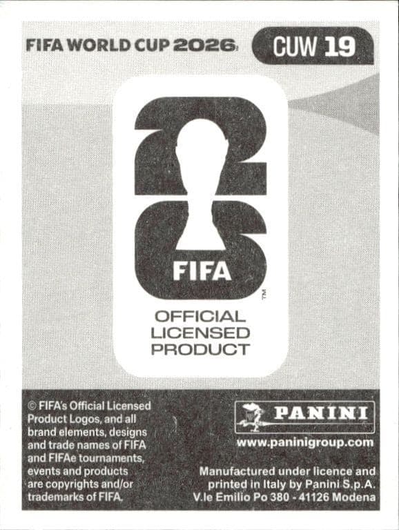 2026 Panini FIFA World Cup Gervane Kastaneer #CUW 19 soccer trading card back
