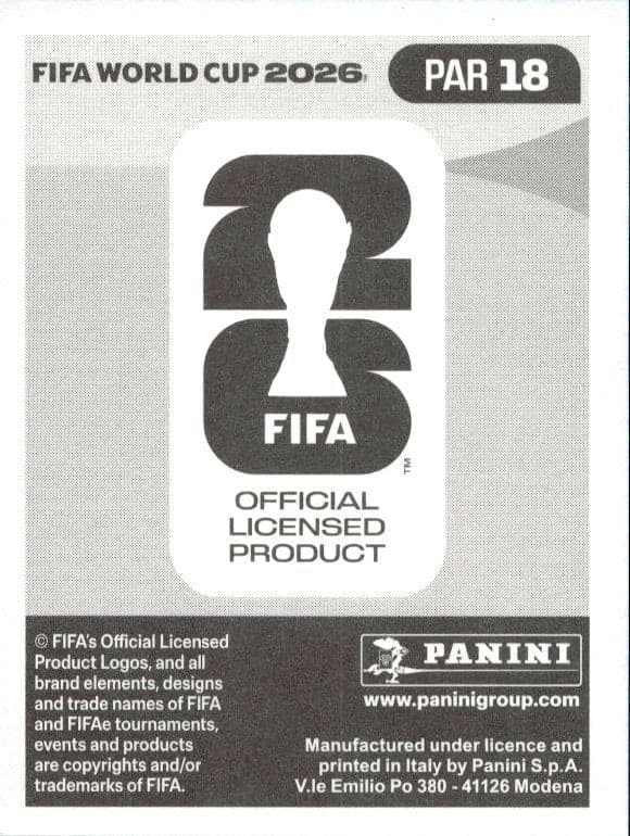 2026 Panini FIFA World Cup Ramón Sosa #PAR 18 soccer trading card back