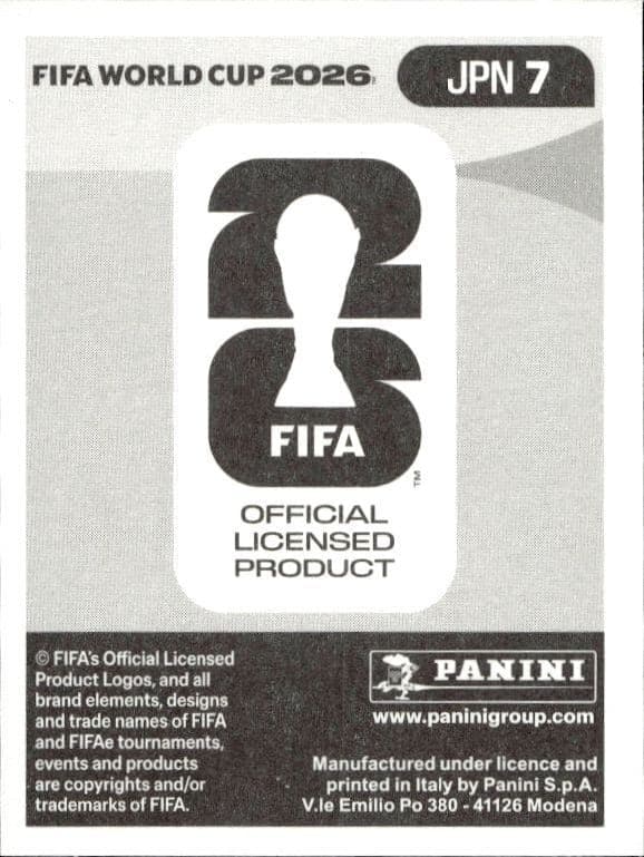 2026 Panini FIFA World Cup Tsuyoshi Watanabe #JPN 7 soccer trading card back