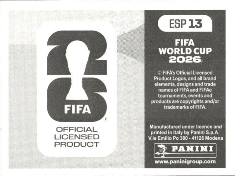 2026 Panini FIFA World Cup Spain #ESP 13 soccer trading card back