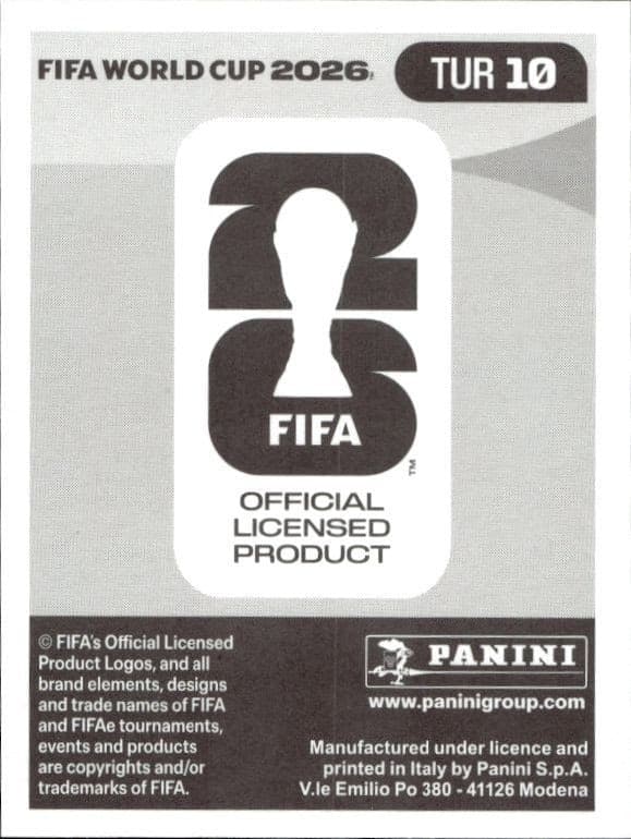 2026 Panini FIFA World Cup İ̇̇̇̇̇̇̇smail Yüksek #TUR 10 soccer trading card back