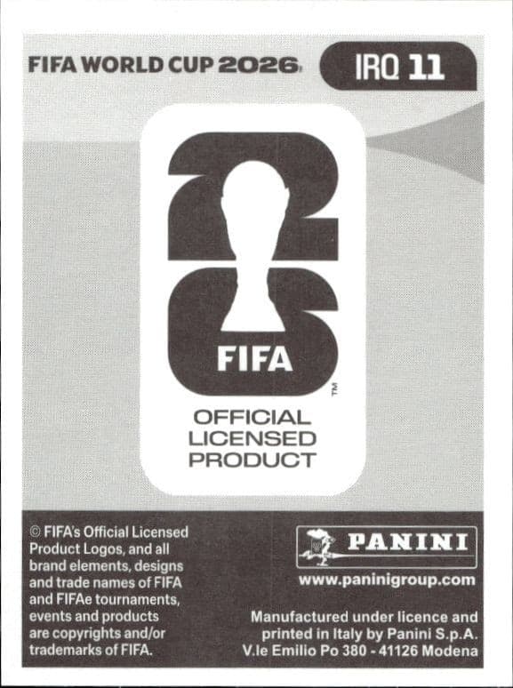 2026 Panini FIFA World Cup Ibrahim Bavesh #IRQ 11 soccer trading card back