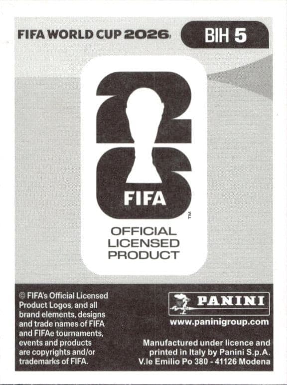 2026 Panini FIFA World Cup Tarik Muharemović #BIH 5 soccer trading card back